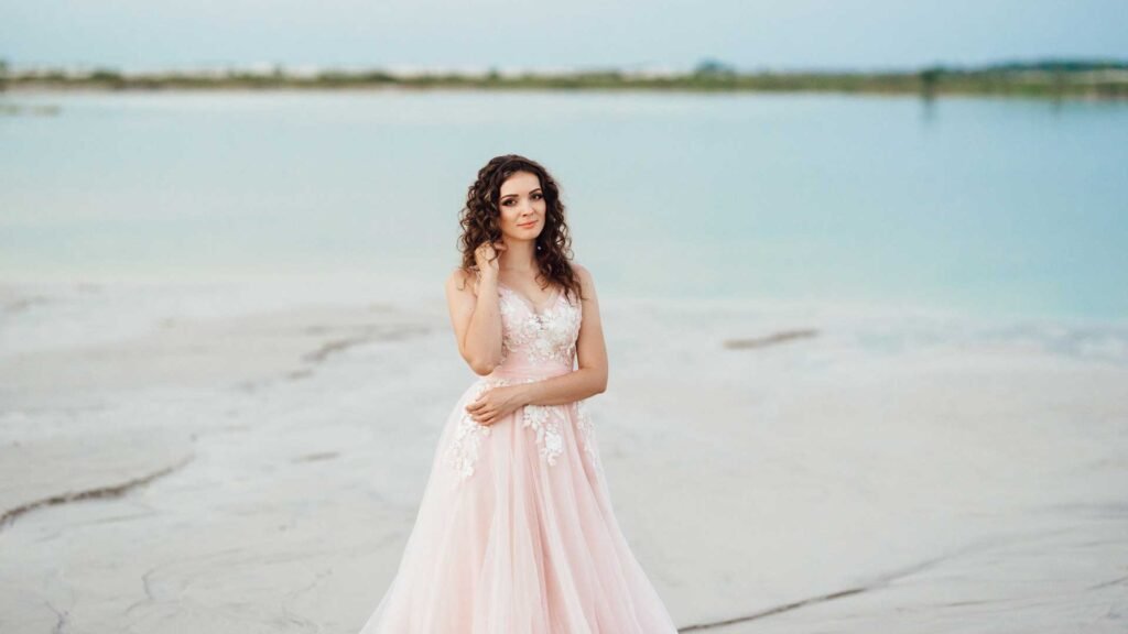 Pastel but not Pink wedding dress.